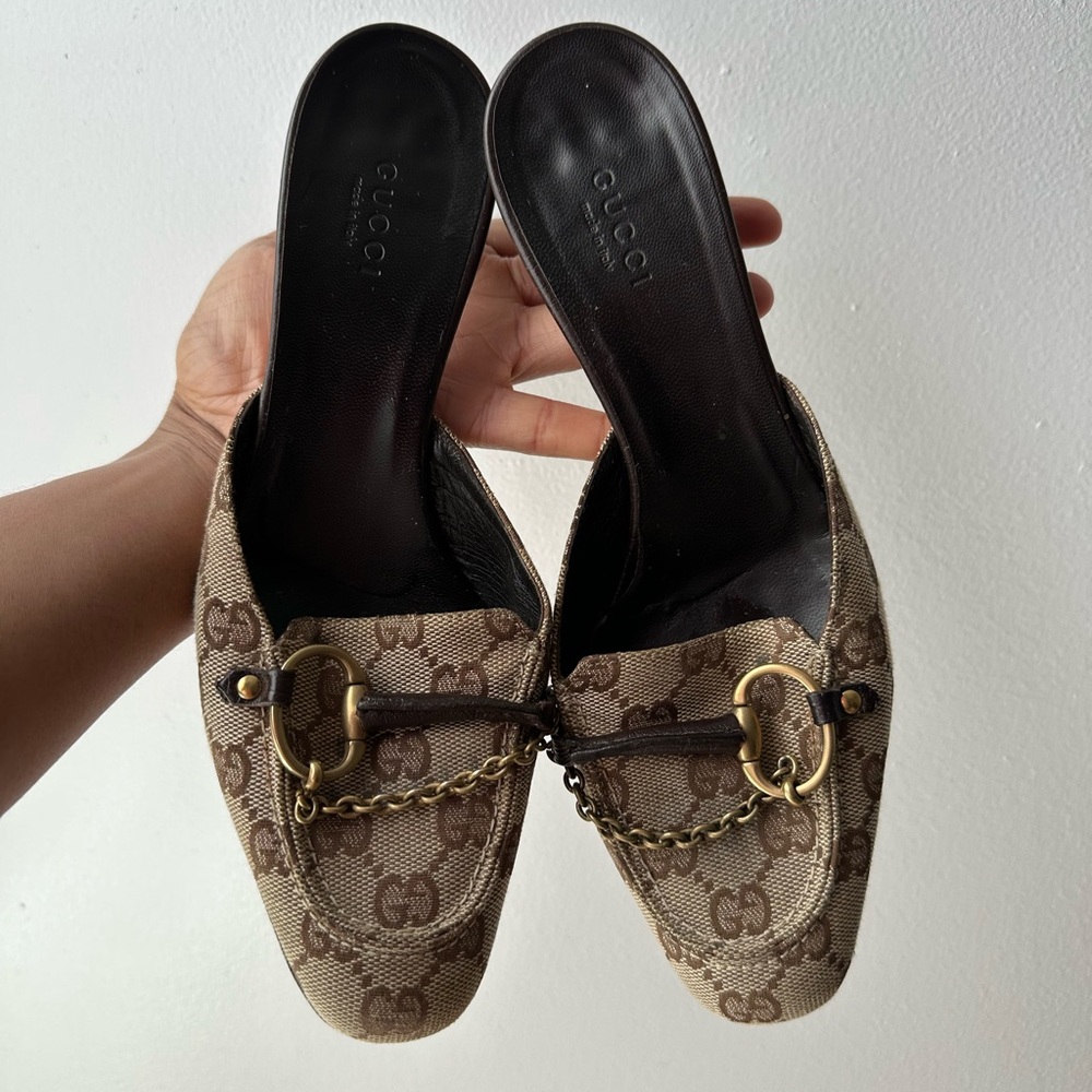 Vintage Gucci Brown Mules/Kitten Heels
